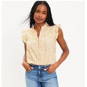 NWT - Eyelet Ruffle Tie Neck Top